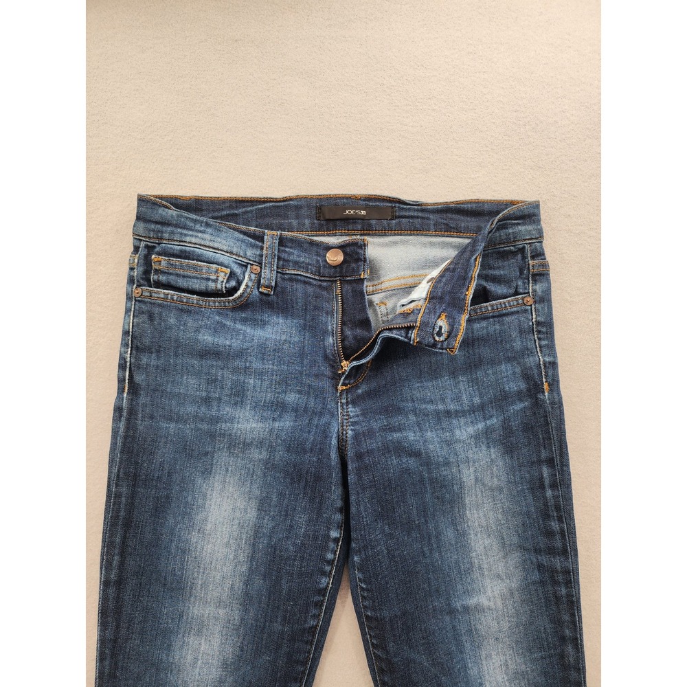 Joe's Jeans Mid Rise Skinny Ankle Dark Wash‎ Raw Frayed Hem Denim Jeans Size 27 - Picture 5 of 13